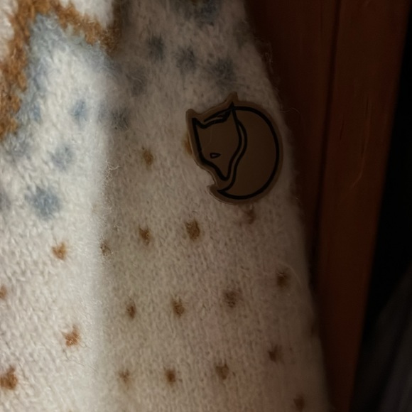 Fjallraven Ovik Wool Fair Isle Blue White Wool Sweater XL - Picture 5 of 6